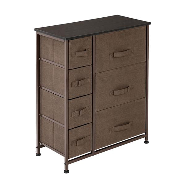 5-Beige Drawer Organizer Vertical Dresser Storage Tower Wood Top Easy Pull Fabric Bins 4 Drawers